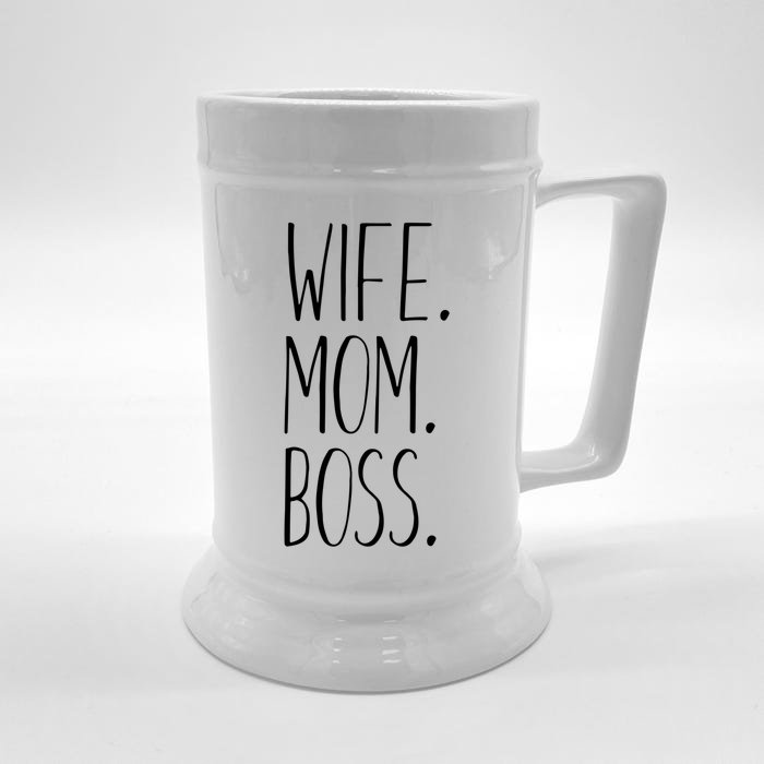 Wife Mom Boss Funny Gift Funny Mom Gift Front & Back Beer Stein