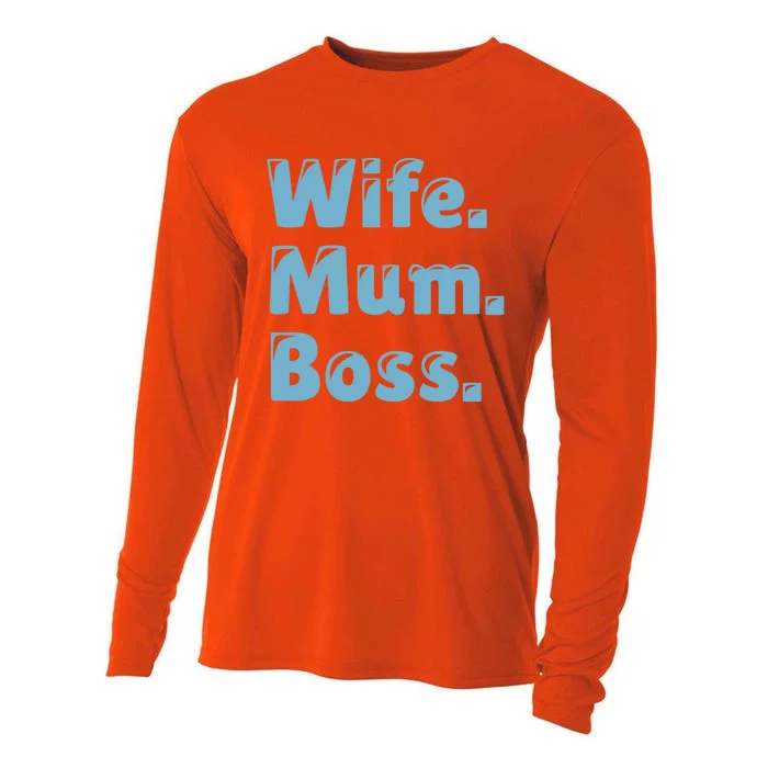 Wife Mom Boss Gift Cooling Performance Long Sleeve Crew