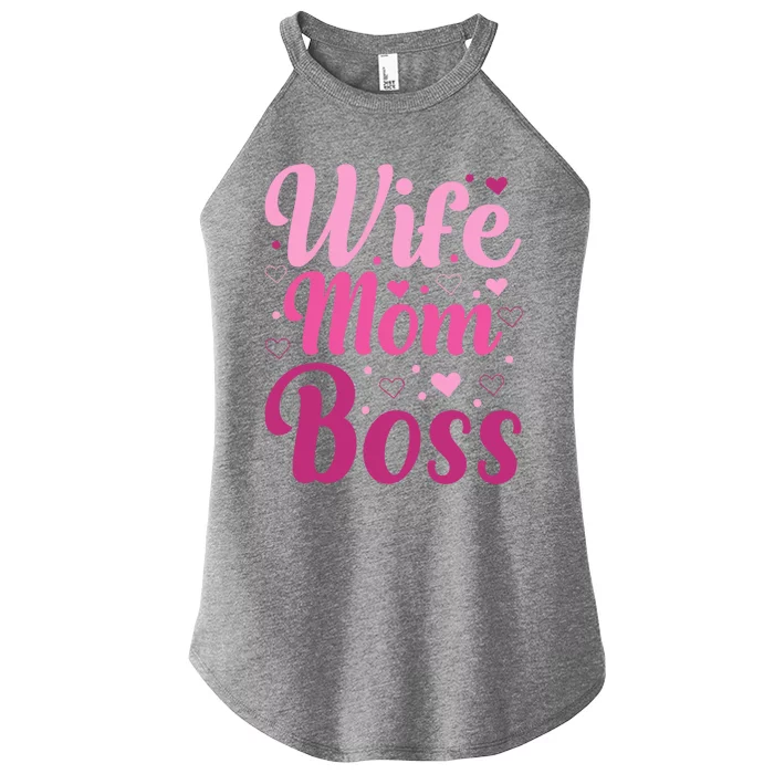 Wife Mom Boss Gift Women’s Perfect Tri Rocker Tank