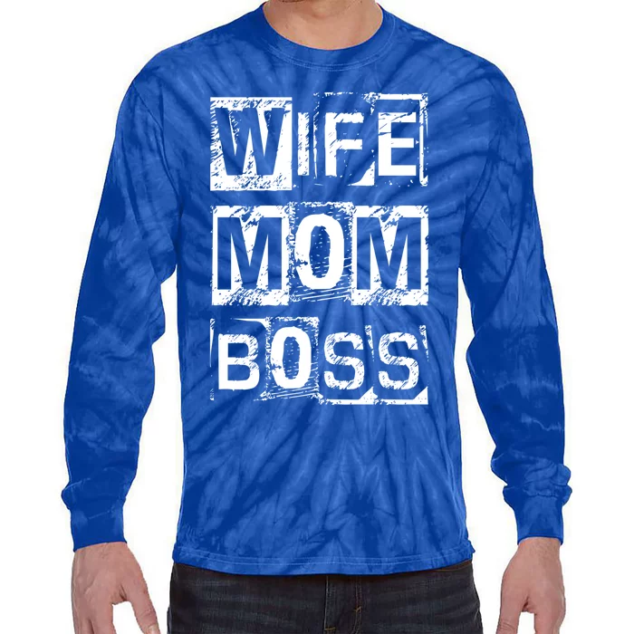 Wife Mom Boss Cute Mother's Day Gift From Husband Dad Father Cute Gift Tie-Dye Long Sleeve Shirt