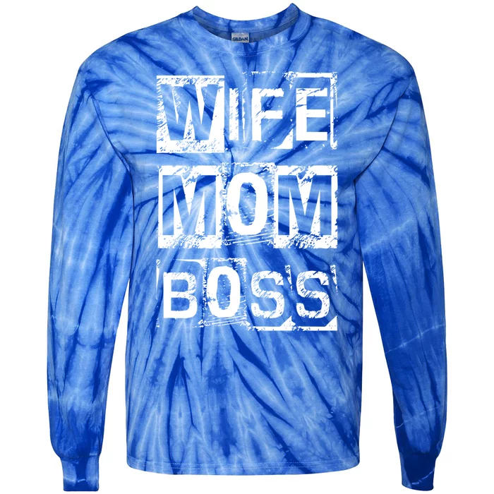 Wife Mom Boss Cute Mother's Day Gift From Husband Dad Father Cute Gift Tie-Dye Long Sleeve Shirt