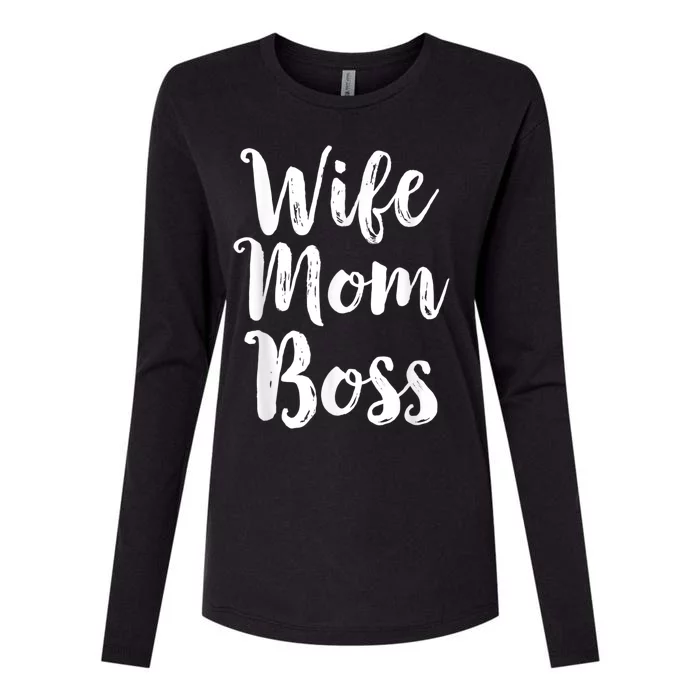 Wife Mom Boss Mothers Day Gift Mommy Mama Momma Womens Cotton Relaxed Long Sleeve T-Shirt