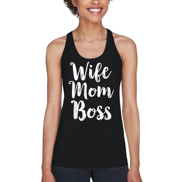 Wife Mom Boss Mothers Day Gift Mommy Mama Momma Women's Racerback Tank