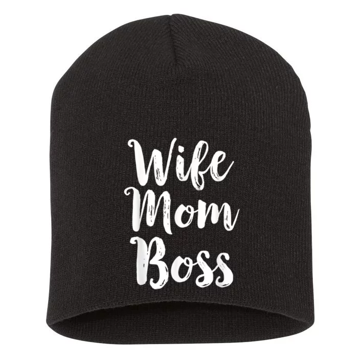 Wife Mom Boss Mothers Day Gift Mommy Mama Momma Short Acrylic Beanie