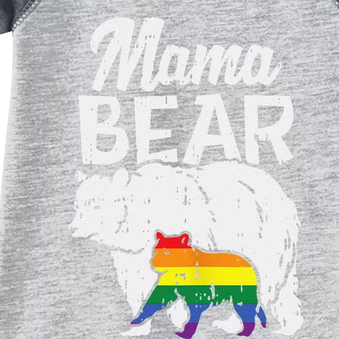 Womens Mama Bear Rainbow Pride Gay Flag LGBT Mom Ally Women Gift Infant Baby Jersey Bodysuit