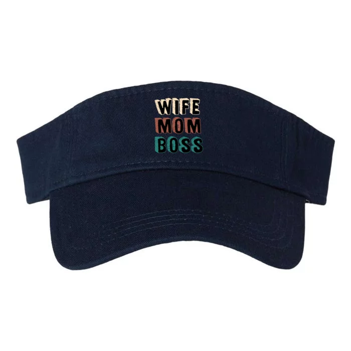 Wife Mom Boss Vintage Retro Happy Mother's Day Funny Gift Valucap Bio-Washed Visor