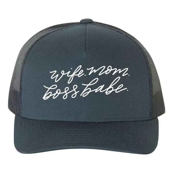 Wife Mom Boss Babe Blk Gift Yupoong Adult 5-Panel Trucker Hat