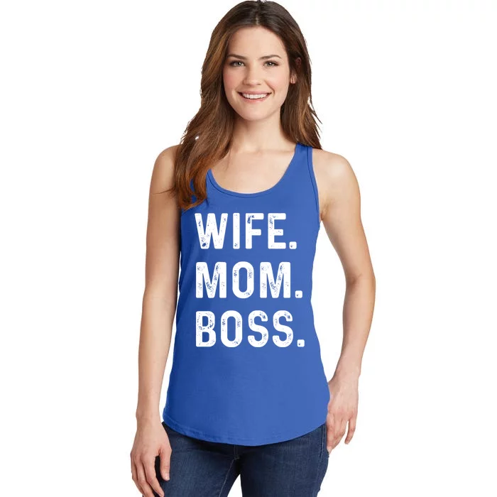 Wife Mom Boss Lady Funny Cute Graphic Gift Ladies Essential Tank