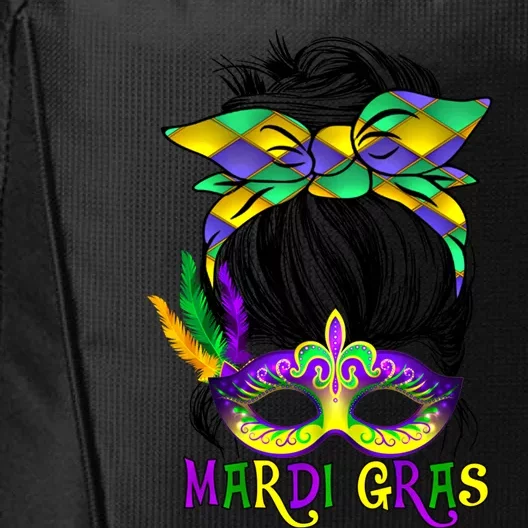 Wo Messy Bun Mardi Gras Feathered Mask Mardi Gras Party Gift City Backpack