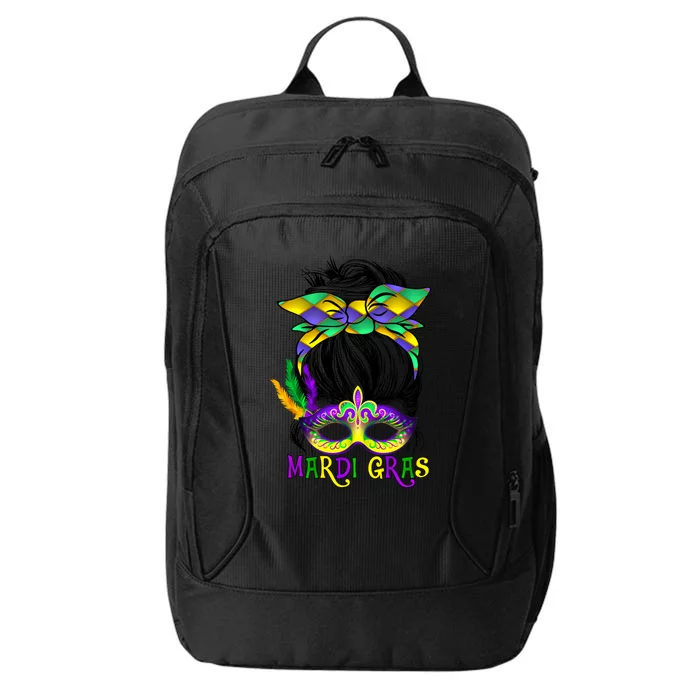 Wo Messy Bun Mardi Gras Feathered Mask Mardi Gras Party Gift City Backpack