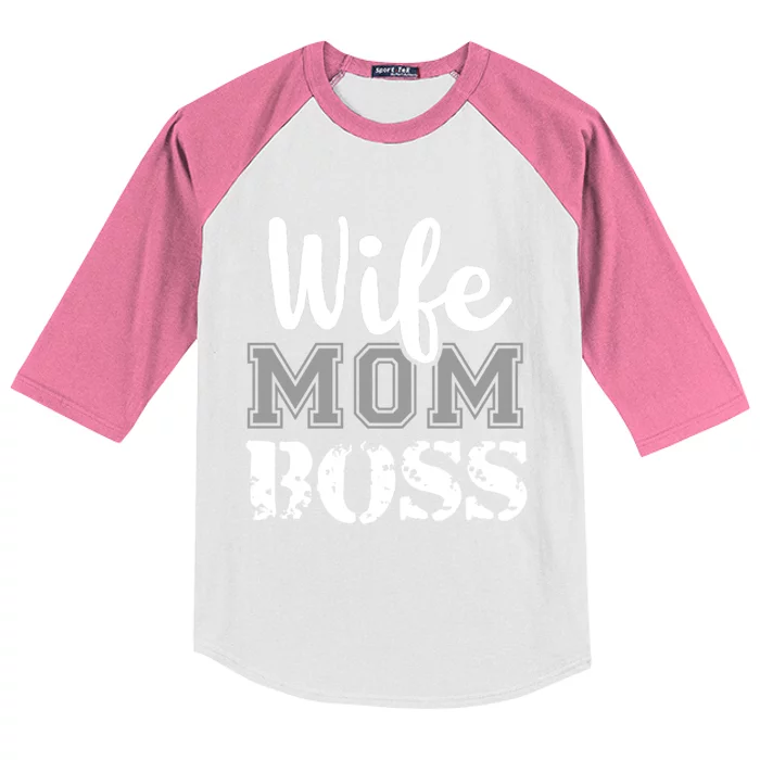 Wife Mom Boss Fashion Gift For MotherS Day Kids Colorblock Raglan Jersey