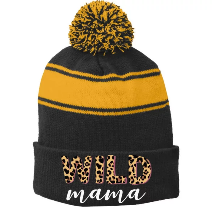 Wild Mama Born Two be Wild King Of The Jungle Stripe Pom Pom Beanie