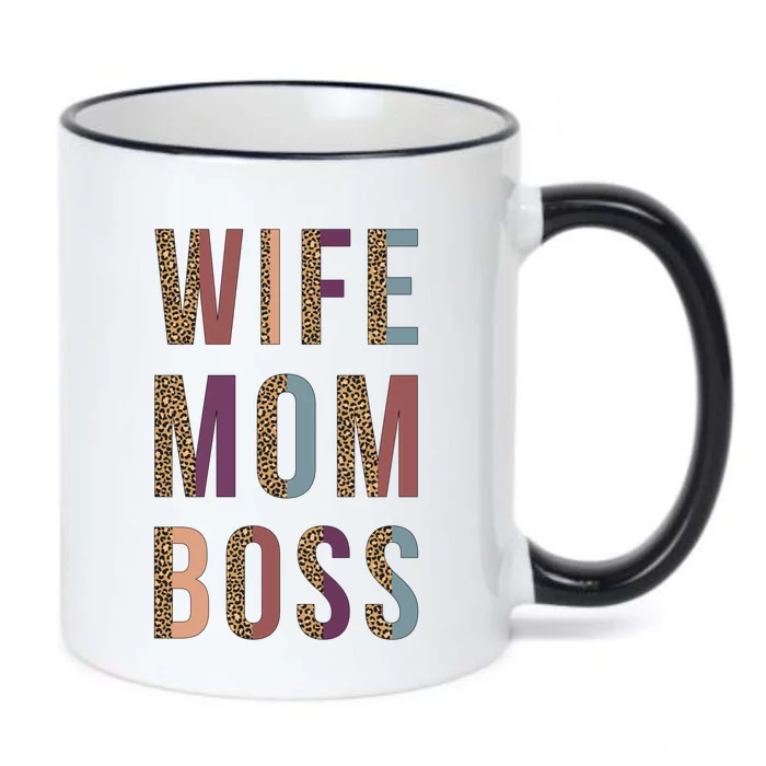 Wife Mom Boss Mothers Day Leopard Print Girls Cute Gift Black Color Changing Mug