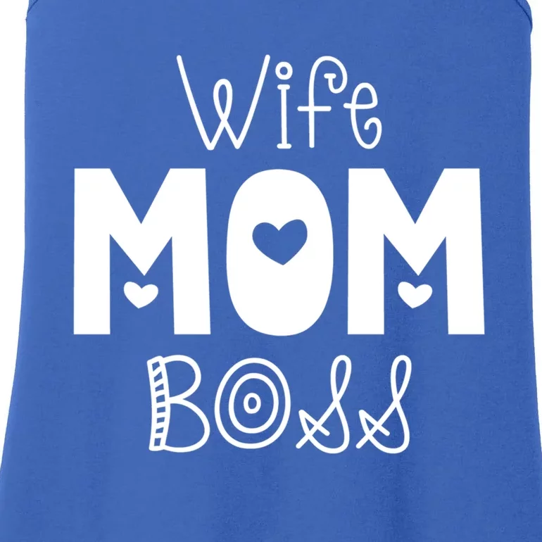 Wife Mom Boss Funny Mother Mama Mommy Gift Ladies Essential Tank