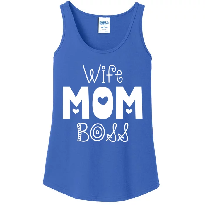 Wife Mom Boss Funny Mother Mama Mommy Gift Ladies Essential Tank