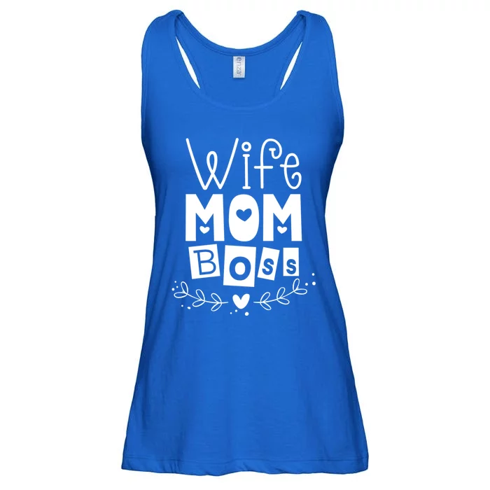 Wife Mom Boss Funny Mother Mama Mommy Gift Ladies Essential Flowy Tank