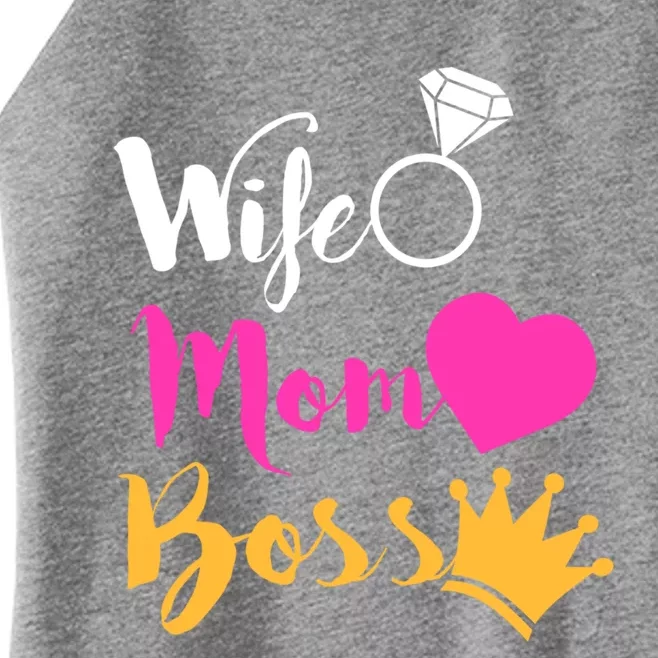 Wife Mom Boss Funny Mothers Day Gift Girl Power Gift Women’s Perfect Tri Rocker Tank