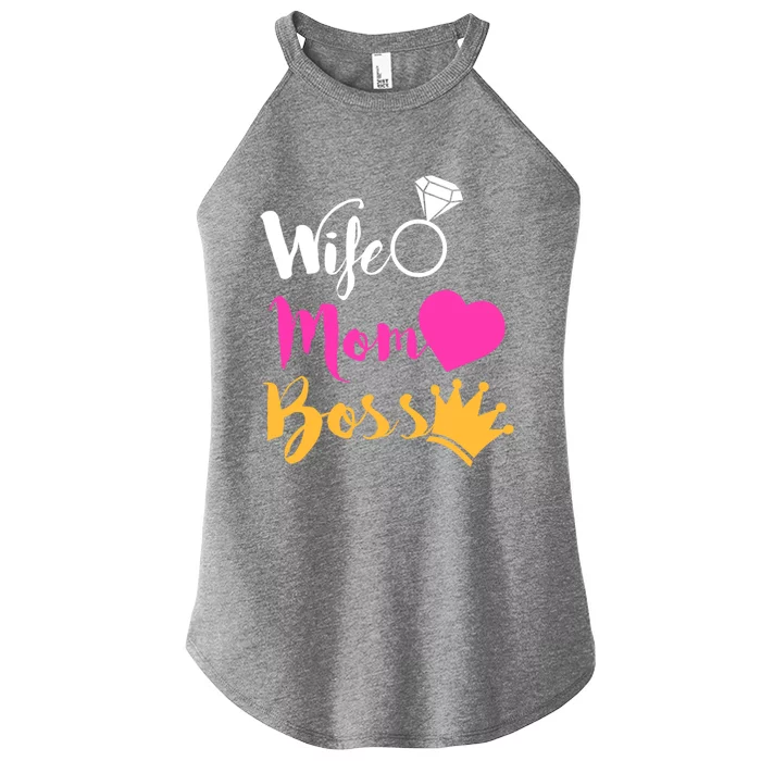 Wife Mom Boss Funny Mothers Day Gift Girl Power Gift Women’s Perfect Tri Rocker Tank