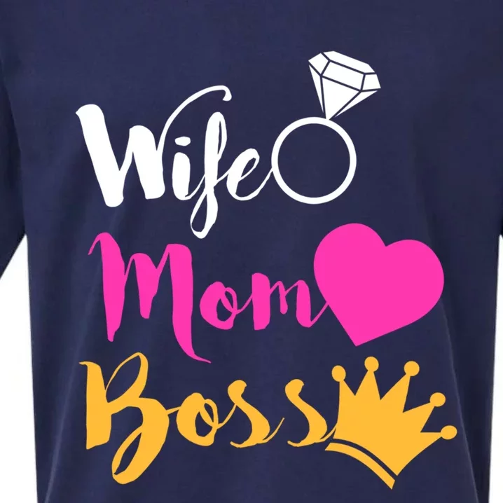 Wife Mom Boss Funny Mothers Day Gift Girl Power Gift Sueded Cloud Jersey T-Shirt