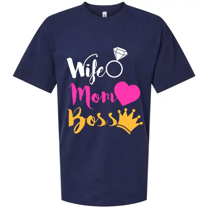 Wife Mom Boss Funny Mothers Day Gift Girl Power Gift Sueded Cloud Jersey T-Shirt