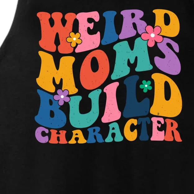 Weird Moms Build Character Funny Retro Ladies Tri-Blend Wicking Tank