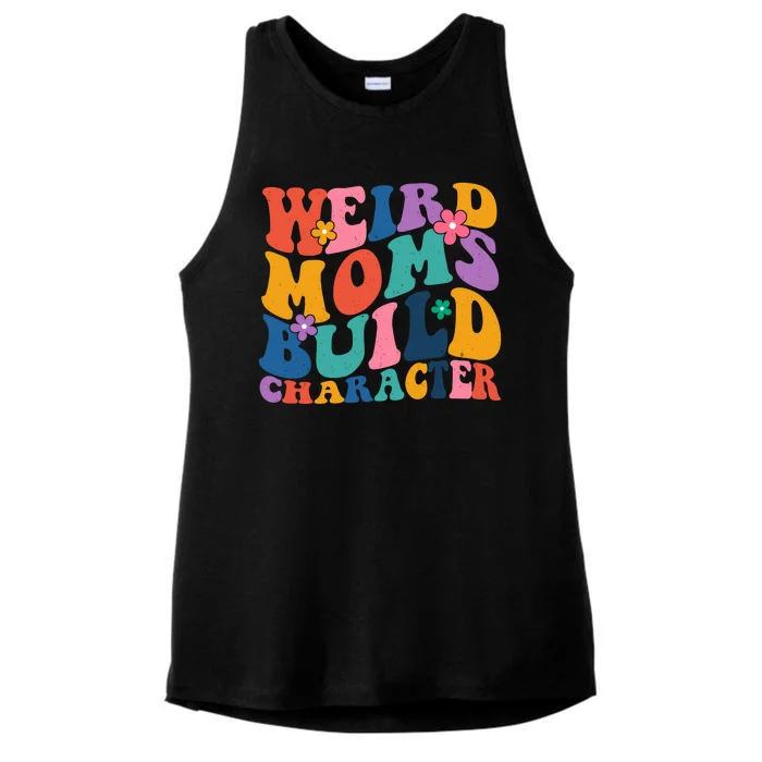 Weird Moms Build Character Funny Retro Ladies Tri-Blend Wicking Tank