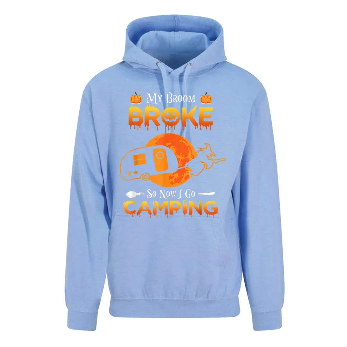 Witch My Broom Broke So Now I Go Camping Gift Unisex Surf Hoodie