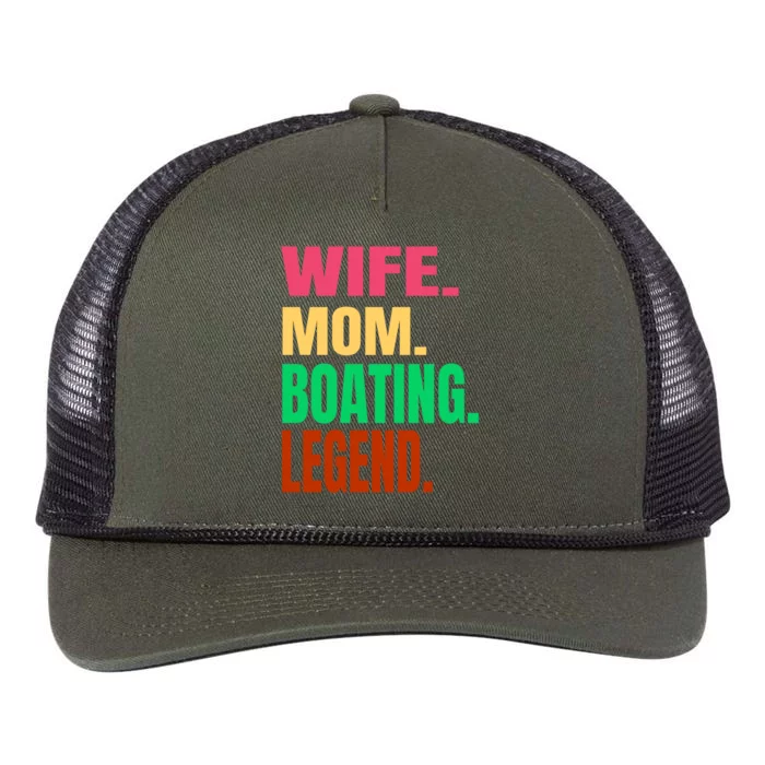 Wife Mom Boating Legend Boat Pontoon On A Lake Or Ocean Gift Retro Rope Trucker Hat Cap