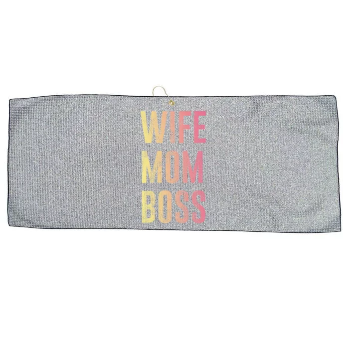 Wife Mom Boss Gradient Stacked Gift Large Microfiber Waffle Golf Towel