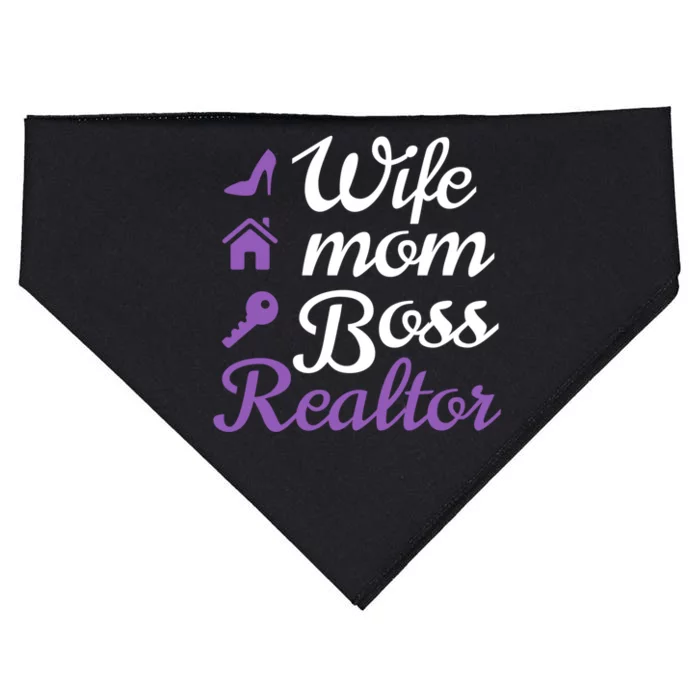 Wife Mom Boss And Realtor Gift USA-Made Doggie Bandana