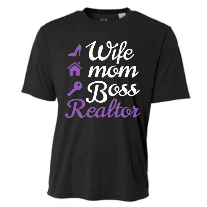 Wife Mom Boss And Realtor Gift Cooling Performance Crew T-Shirt