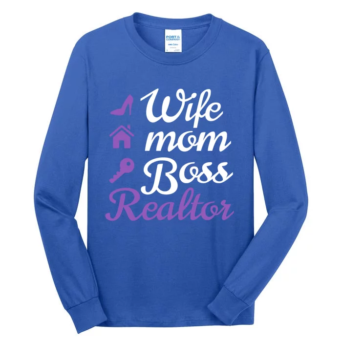 Wife Mom Boss And Realtor Gift Tall Long Sleeve T-Shirt