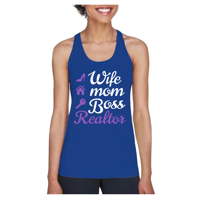 Wife Mom Boss And Realtor Gift Women's Racerback Tank