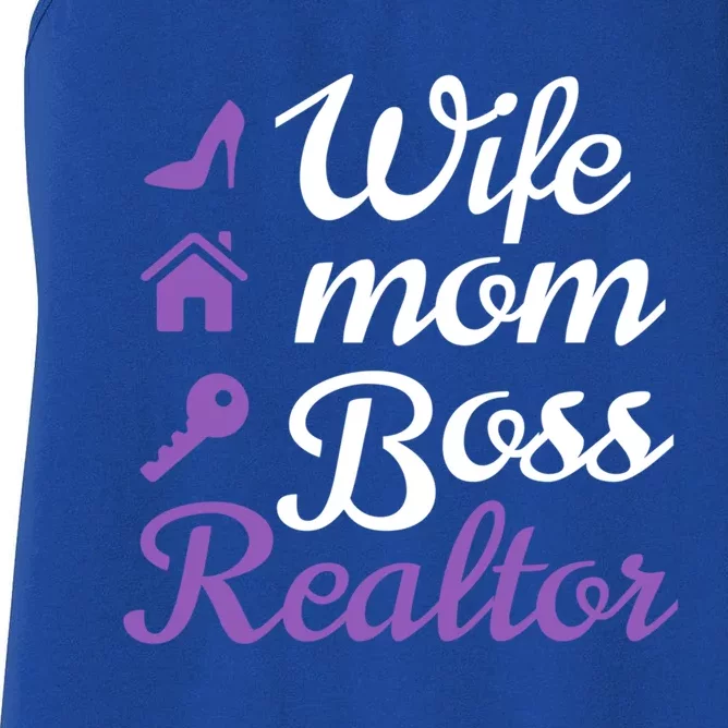 Wife Mom Boss And Realtor Gift Women's Racerback Tank