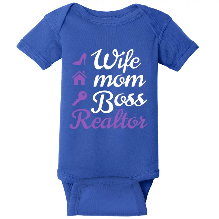 Wife Mom Boss And Realtor Gift Baby Bodysuit