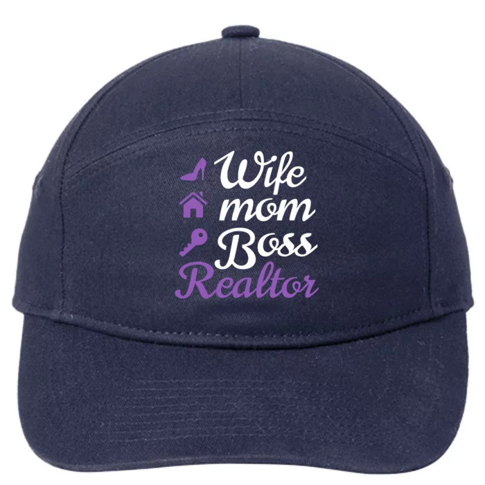 Wife Mom Boss And Realtor Gift 7-Panel Snapback Hat