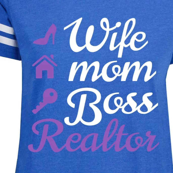 Wife Mom Boss And Realtor Gift Enza Ladies Jersey Football T-Shirt