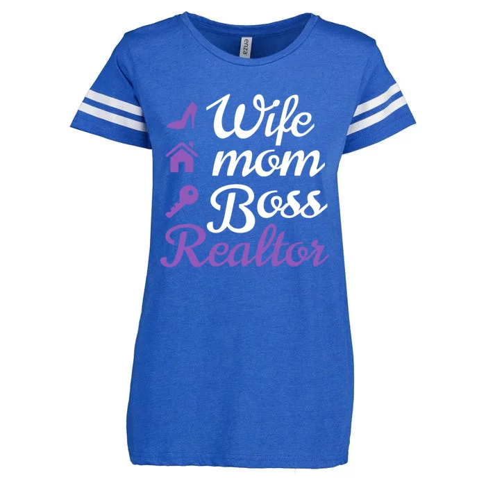 Wife Mom Boss And Realtor Gift Enza Ladies Jersey Football T-Shirt