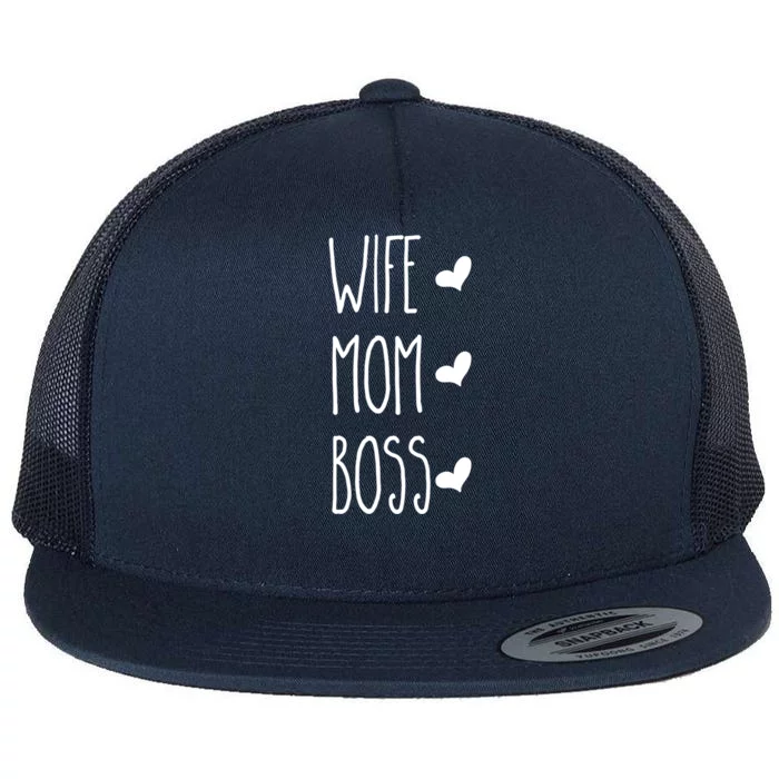 Wife Mom Boss Gift Funny Gift Cool Mother's Day Gift Flat Bill Trucker Hat