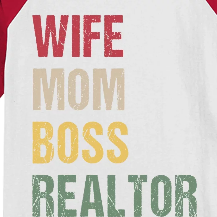 Wife Mom Boss Realtor Gift Kids Colorblock Raglan Jersey