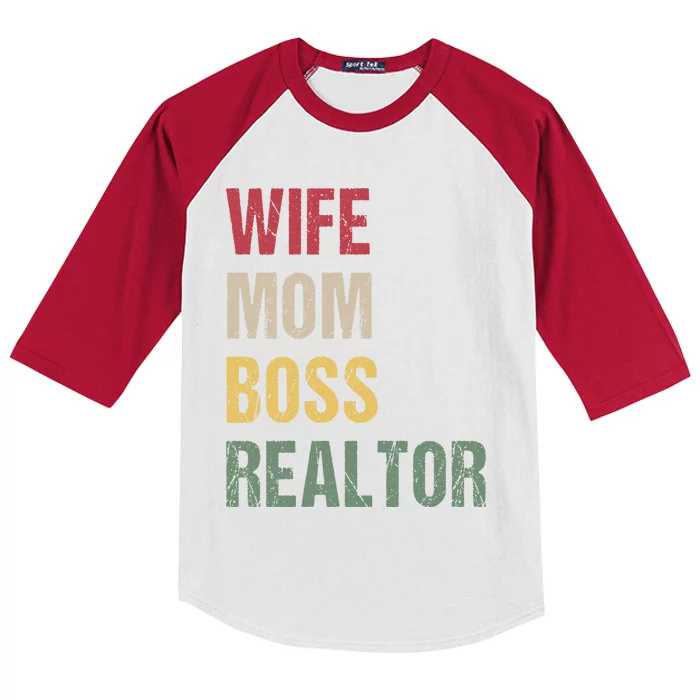 Wife Mom Boss Realtor Gift Kids Colorblock Raglan Jersey