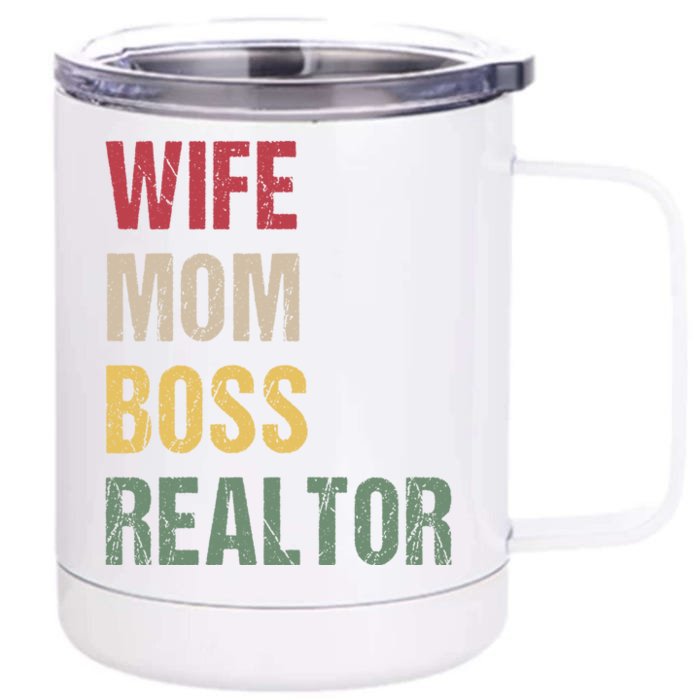 Wife Mom Boss Realtor Gift Front & Back 12oz Stainless Steel Tumbler Cup