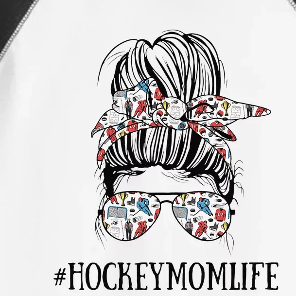 Womens Messy Bun Life Of Hockey Mom Mother's Day Funny Puck Toddler Fine Jersey T-Shirt