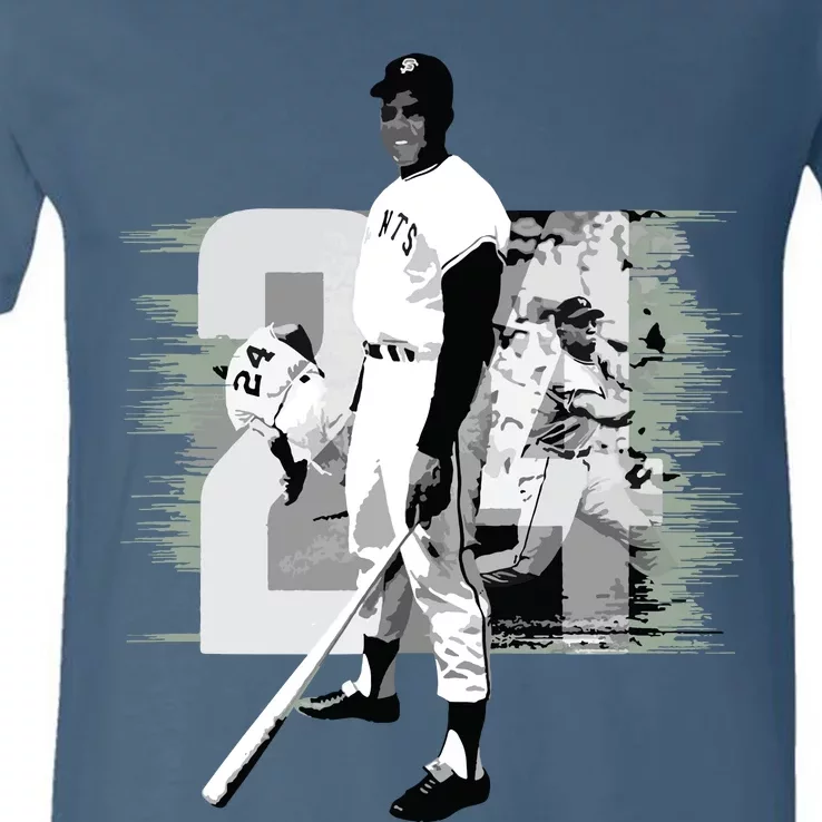 Willie Mays Baseball V-Neck T-Shirt