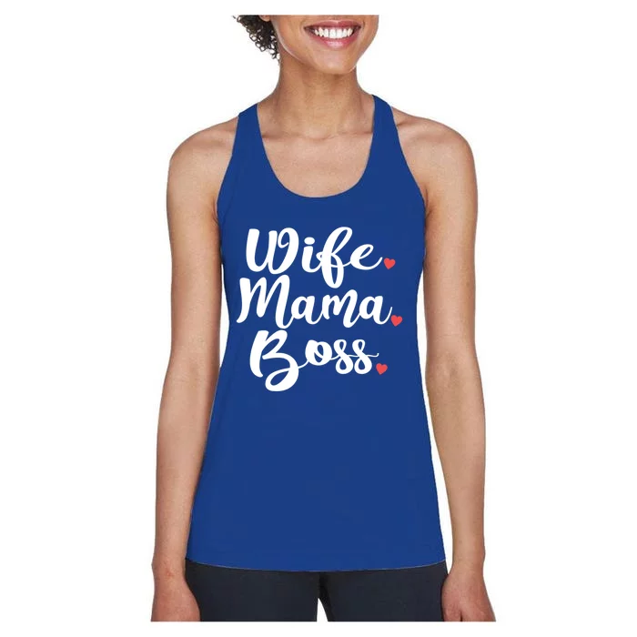 Wife Mama Boss Mother's Day Mom Cool Mama New Mom Gift Women's Racerback Tank