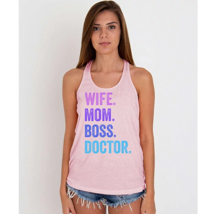 Wife Mom Boss Doctor Funny Mom Wife Sayings Meaningful Gift Women's Knotted Racerback Tank