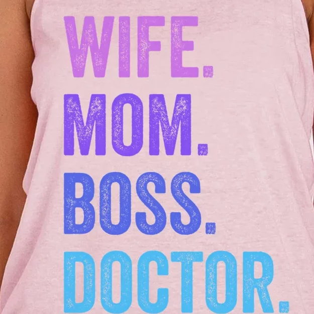 Wife Mom Boss Doctor Funny Mom Wife Sayings Meaningful Gift Women's Knotted Racerback Tank