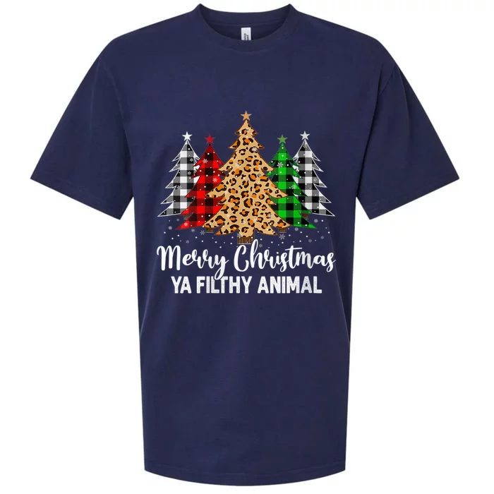 Wo Merry Christmas Animal Filthy Ya Plaid Xmas Tree Pajamas Sueded Cloud Jersey T-Shirt