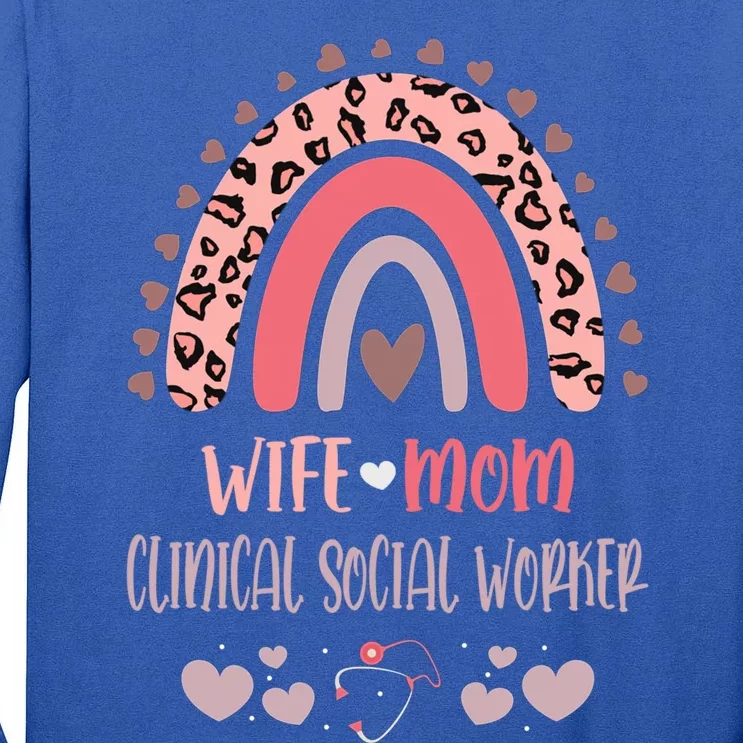 Wife Mom Clinical Social Worker Strong As A Mother Nurse Mom Cool Gift Tall Long Sleeve T-Shirt