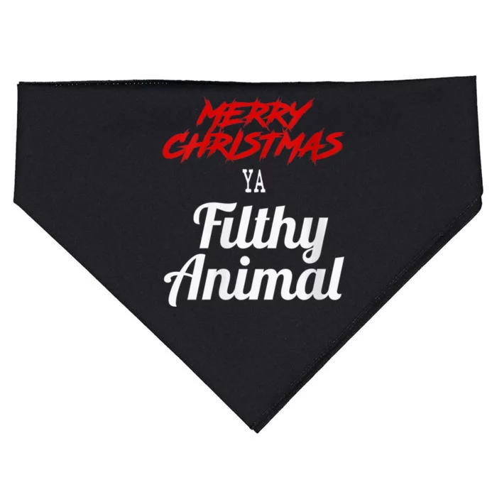 Wo Merry Christmas Animal Filthy Ya V-Neck USA-Made Doggie Bandana